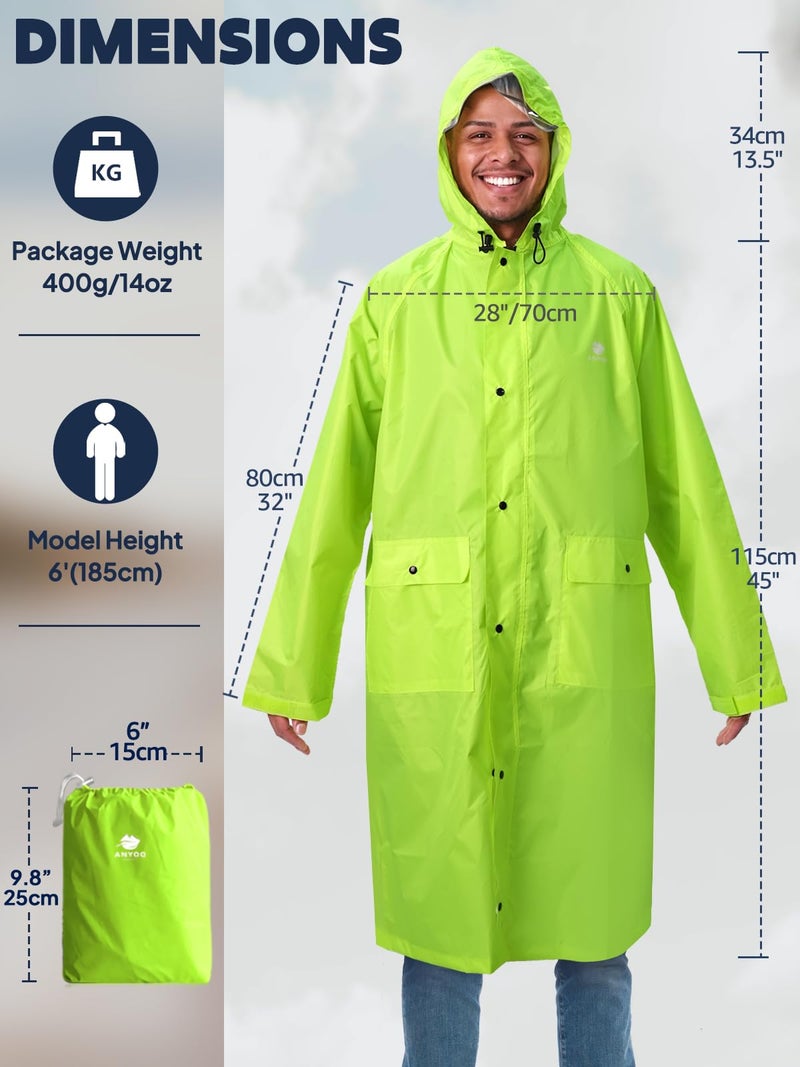 ANYOO Hood Rain Poncho Waterproof Lightweight Raincoat for Men Women Adult with Pocket for Hiking Camping Outdoor Activities - Image 3